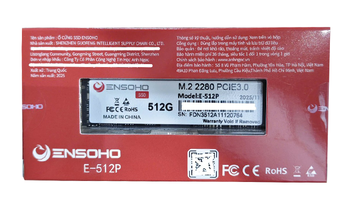 SSD ENSOHO E-512P NVMe Gen3x4 512GB M.2 2280