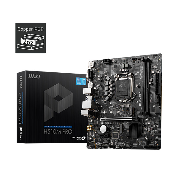 Mainboard MSI H510M PRO (Intel H510, Socket 1200, mATX, 2 khe Ram DDR4)