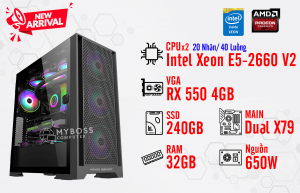 BỘ PC NOX, RENDER DUAL XEON E5-2660 V2/ RAM 32G/ VGA RX 550 4G (20 Nhân - 40 Luồng)
