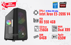 BỘ PC NOX, RENDER DUAL XEON E5-2696 V4/ RAM 64G/ VGA RX 550 4G (44 Nhân - 88 Luồng)