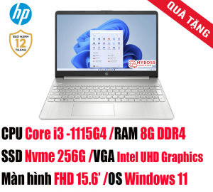Laptop HP 15s-fq2712TU 7C0X2PA/ i3-1115G4/ RAM 8GB DDR4/ SSD 256GB/ Intel UHD Graphics