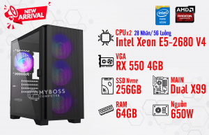 BỘ PC NOX, RENDER DUAL XEON E5-2680 V4/ RAM 64G/ VGA RX 550 4G (28 Nhân - 56 Luồng)