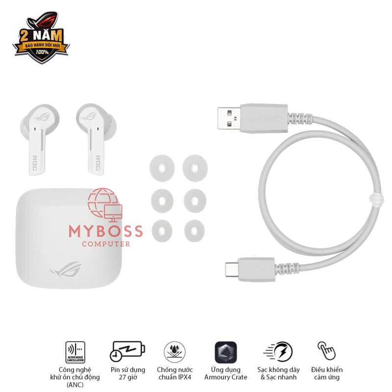 Tai nghe ASUS ROG Cetra True Wireless - Moonlight White