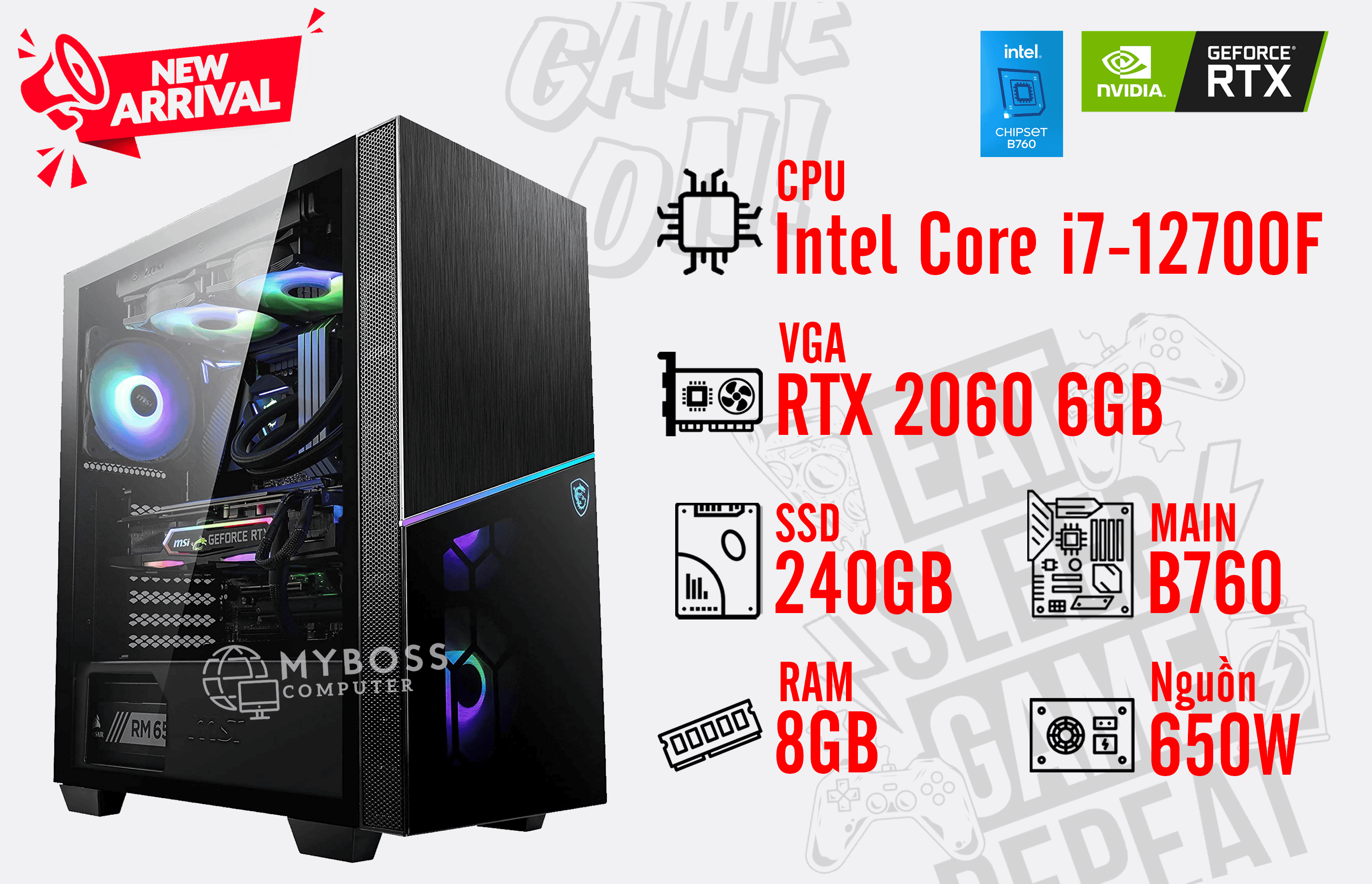 Bộ PC ENDGAME I7-12700F/ Ram 8G/ SSD 240G/ VGA RTX 2060