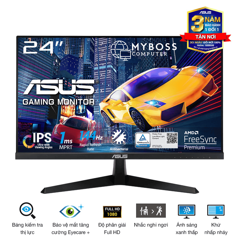 Màn Hình ASUS VY249HGE 23.8in/ FHD/ IPS/ 144Hz/ 1ms MPRT/ Eye Care/ FreeSync