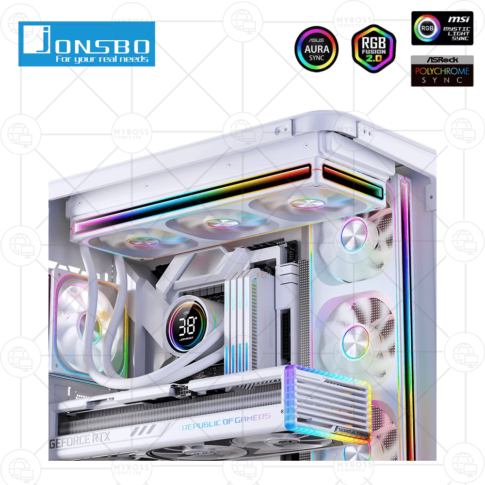 Fan JONSBO ZA-120W LED ARGB Vô Cực, Sync Main - White