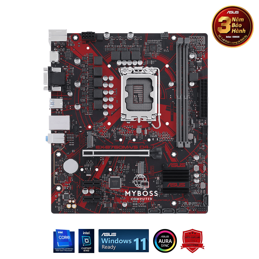 Mainboard ASUS EX-B760M-V5 D4 (Intel B760, Socket 1700, m-ATX, 2 khe RAM DDR4)