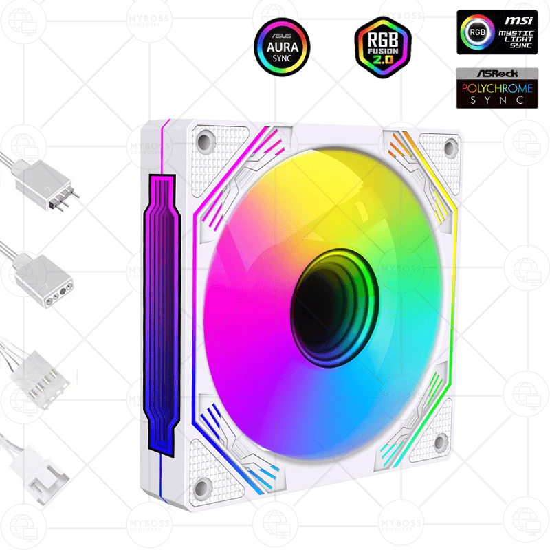 Fan Coolmoon F3 LED ARGB Vô Cực, Sync Main - White