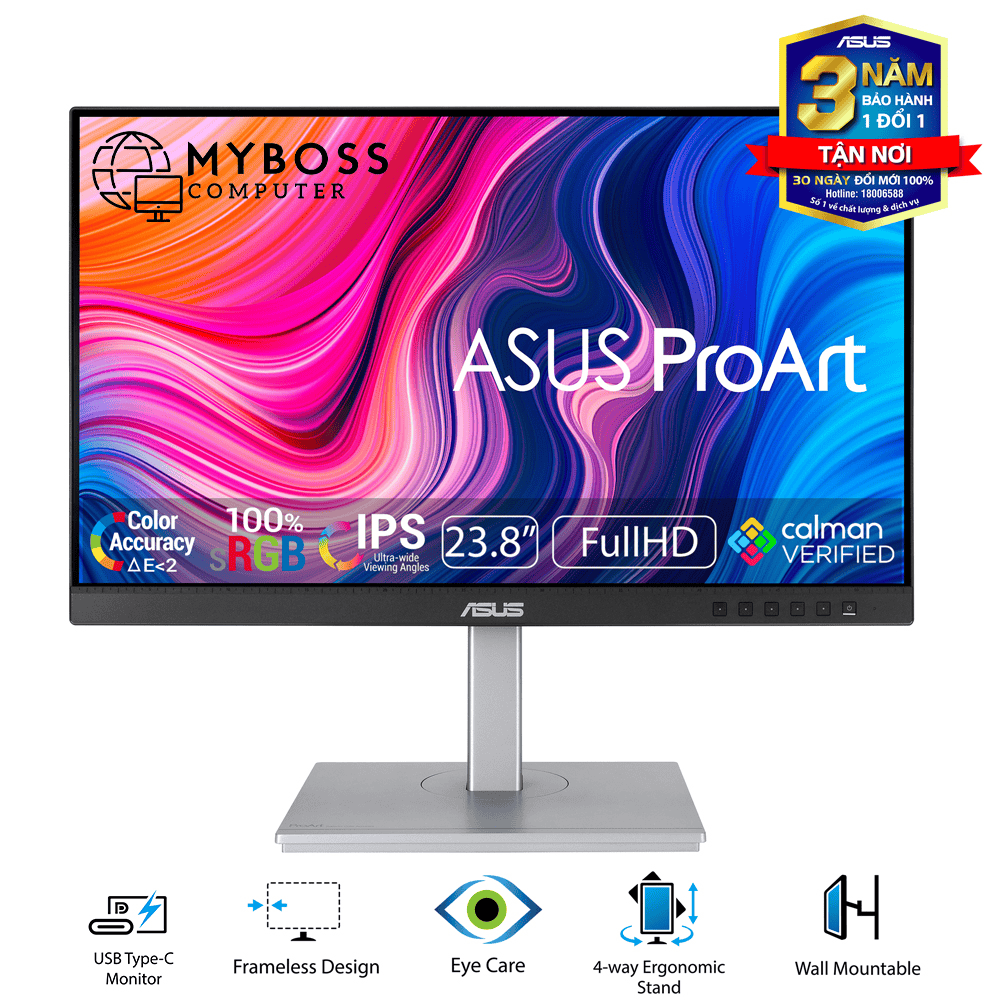 Màn Hình ASUS ProArt PA247CV 23.8in/ FHD/ IPS/ USB-C/ sRGB 100% Chuyên Đồ Họa