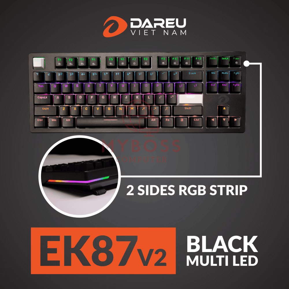 Bàn Phím Cơ DareU EK87 V2 Black LED Rainbow - Brown Switch