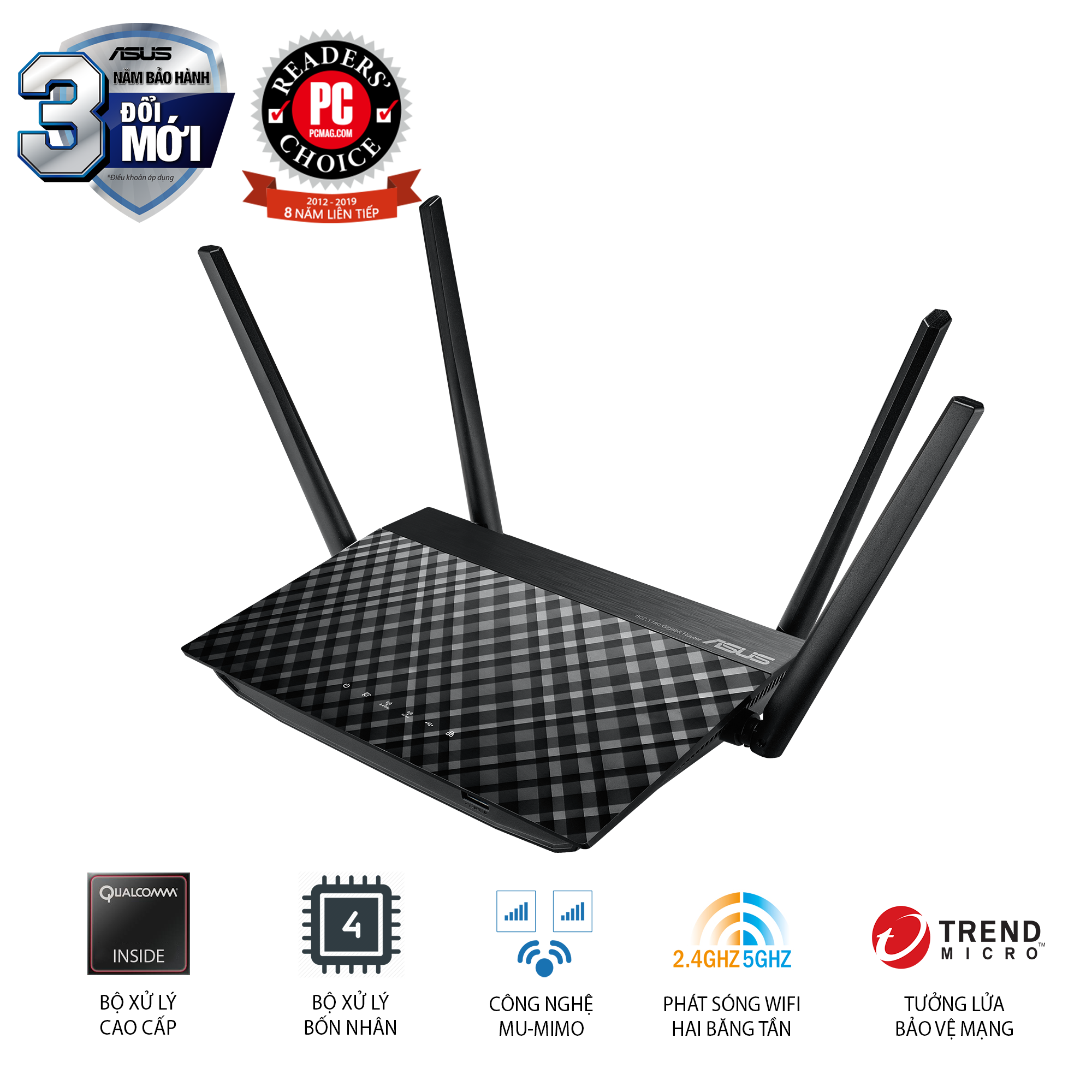 ASUS RT-AC58U (Mobile Gaming) Chuẩn AC1300 MU-MIMO, 2 băng tần 