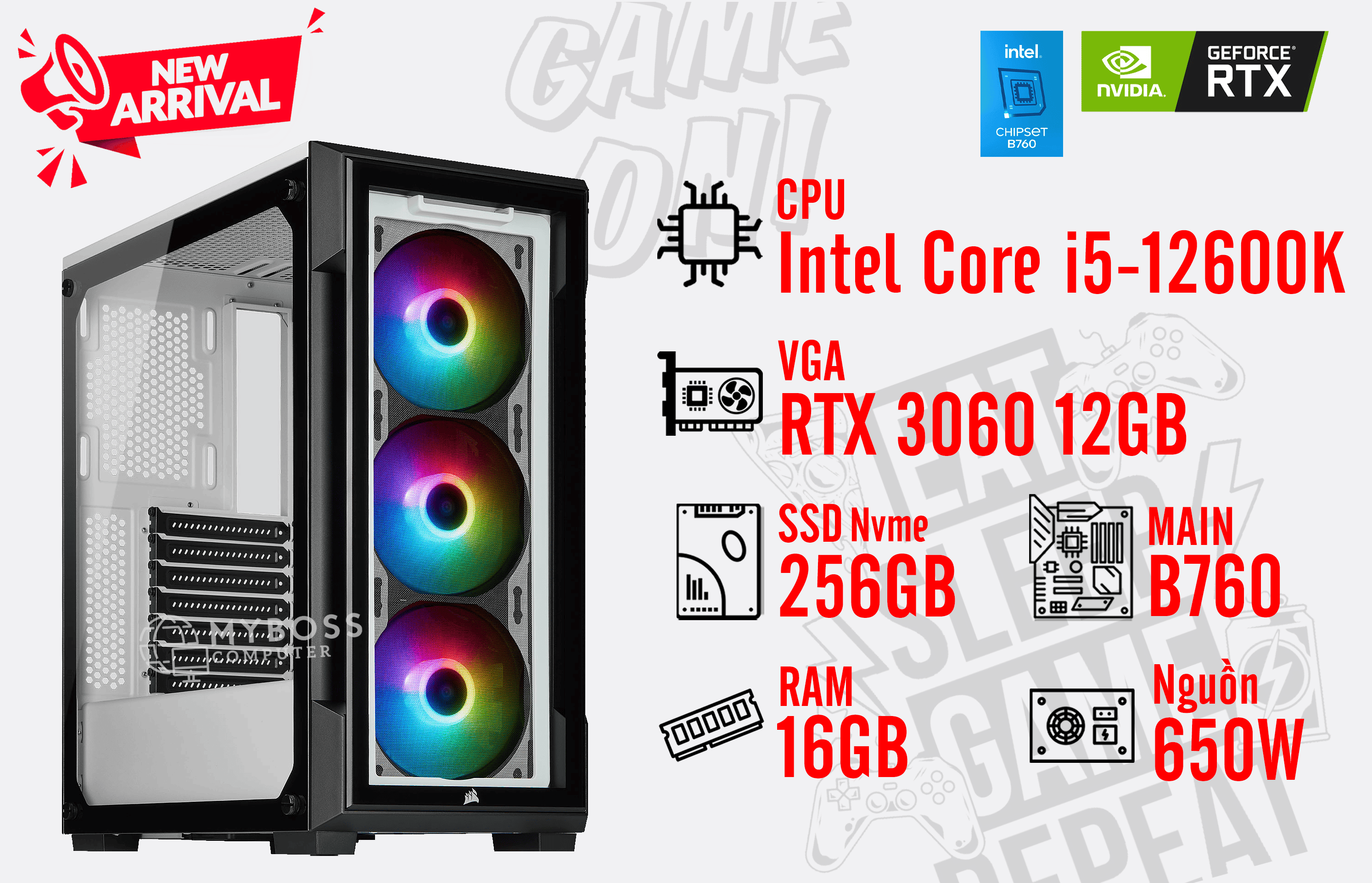 Bộ PC WANDA V2 I5-12600K/ Ram 16G/ SSD Nvme 256G/ VGA RTX 3060 12GB