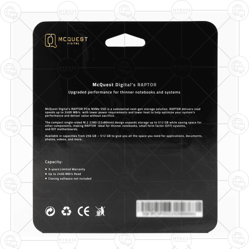 SSD McQuest Raptor 256GB NVMe M.2 2280 PCIe Gen3 x4