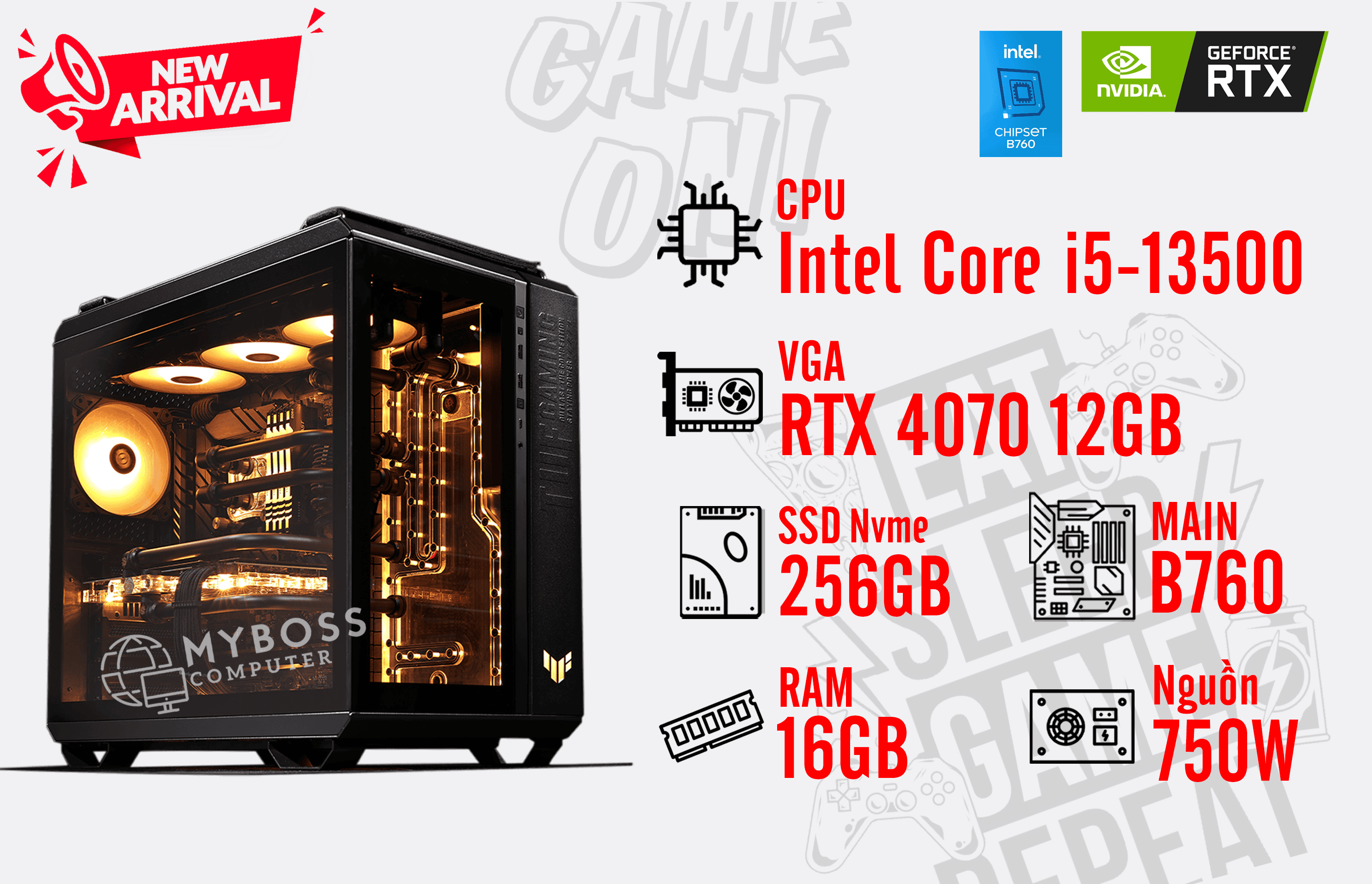 Bộ PC I5-13500/ Ram 16G/ SSD Nvme 256G/ VGA RTX 4070 12GB