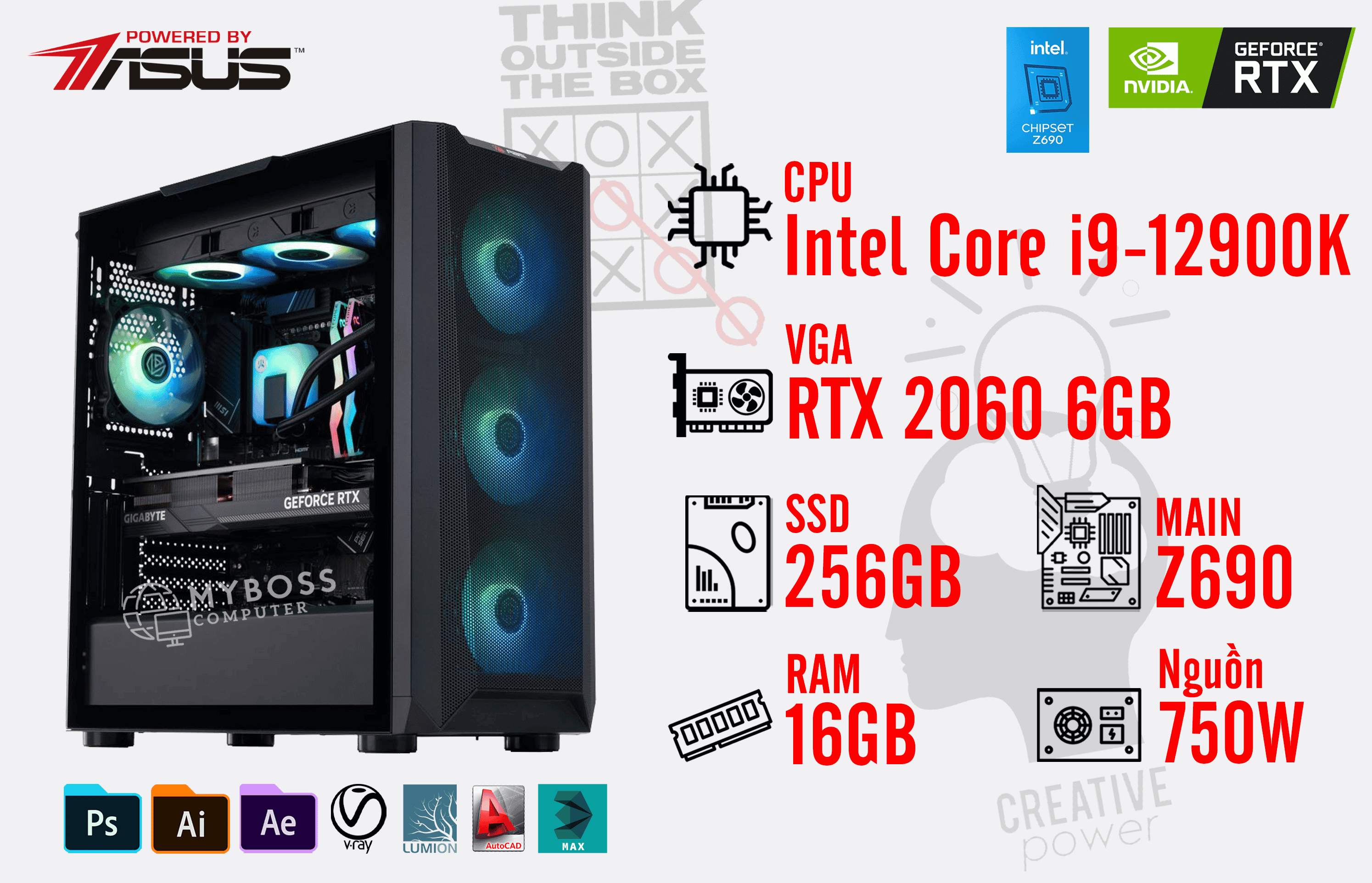 BỘ PC WORKSTATION I9-12900K/ Ram 16G/ SSD Nvme 256G/ VGA RTX 2060