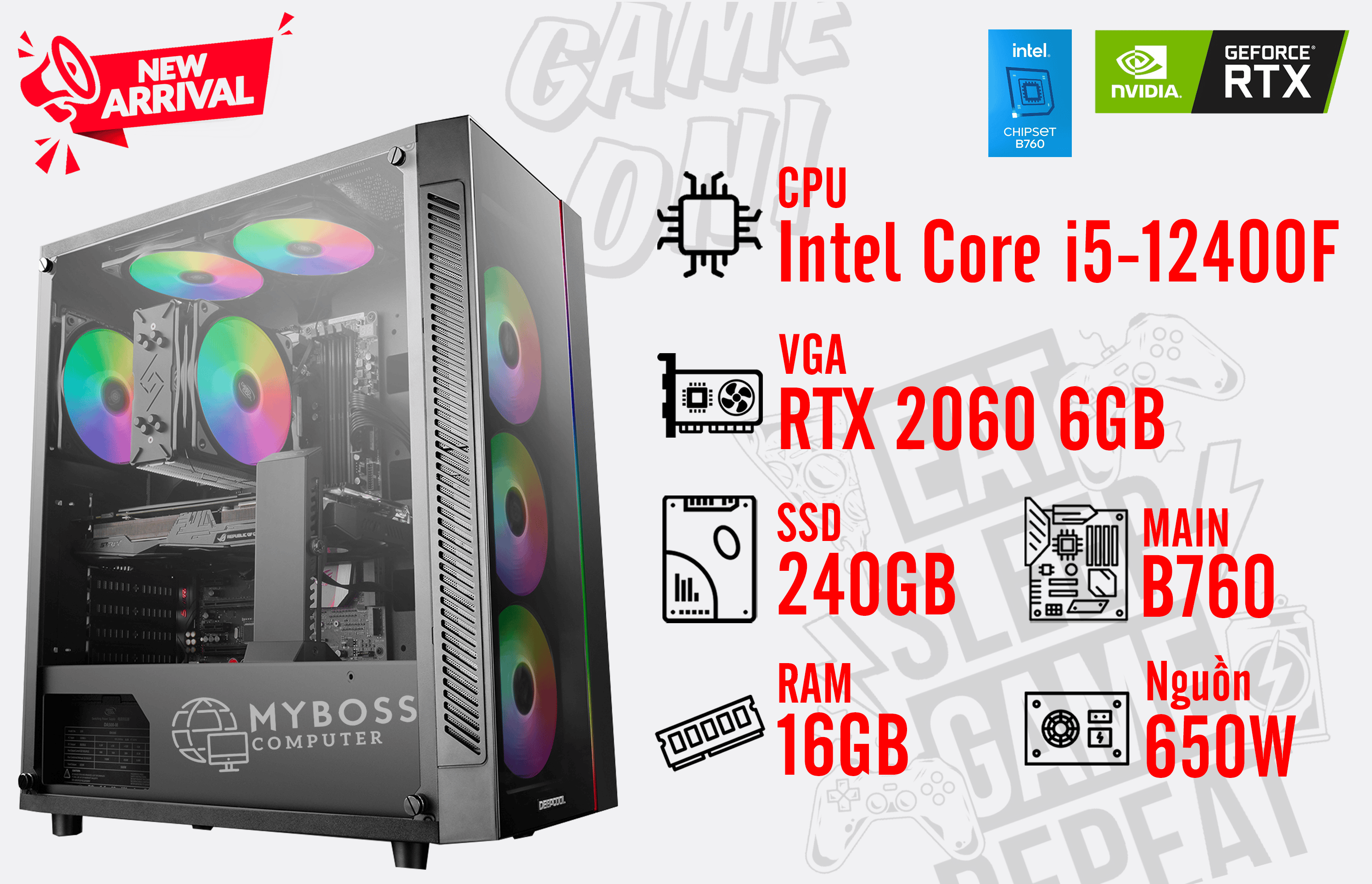 BỘ PC PETER PARKER V2 I5-12400F/ Ram 16G/ SSD 240G/ VGA RTX 2060