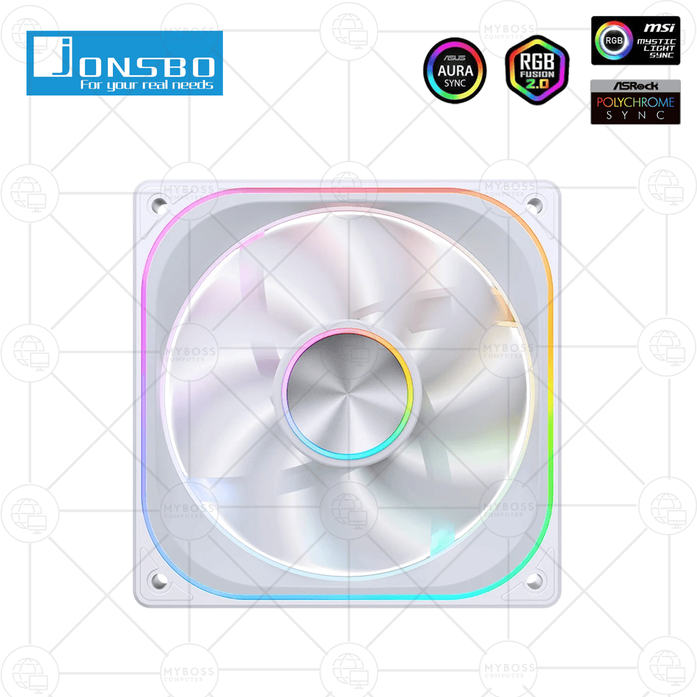 Fan JONSBO ZA-120W LED ARGB Vô Cực, Sync Main - White