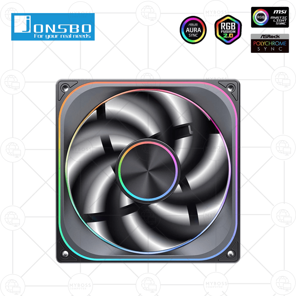 Fan JONSBO ZA-120B LED ARGB Vô Cực, Sync Main - Black
