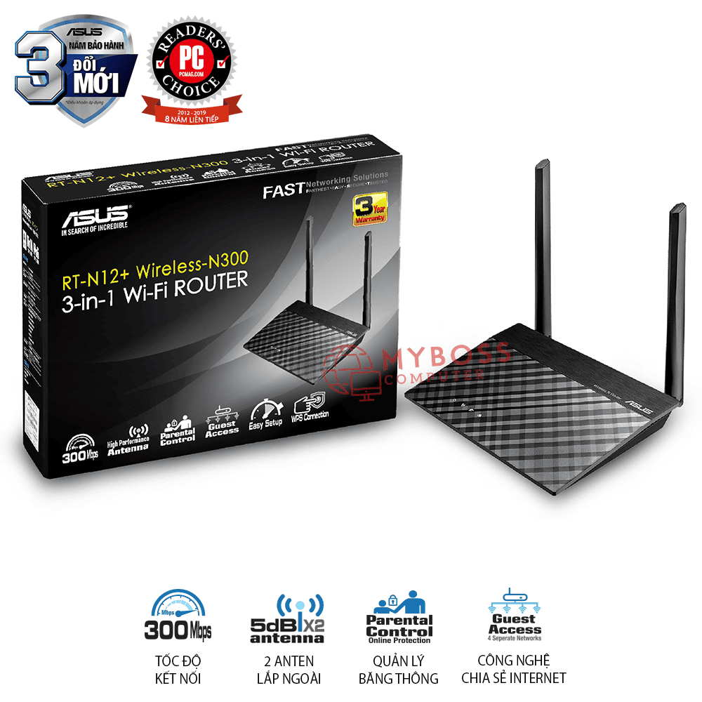 Bộ Phát Wifi ASUS RT-N12+ Chuẩn N300