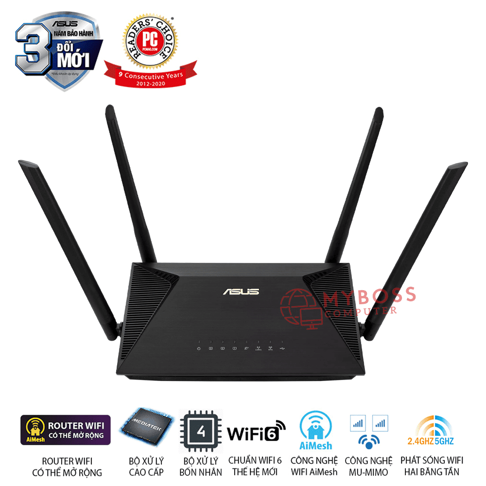 Bộ phát Wifi ASUS RT-AX53U (Wifi AX1800 2 Băng Tần/ Wifi 6/ MU-MIMO/ AiProtection)
