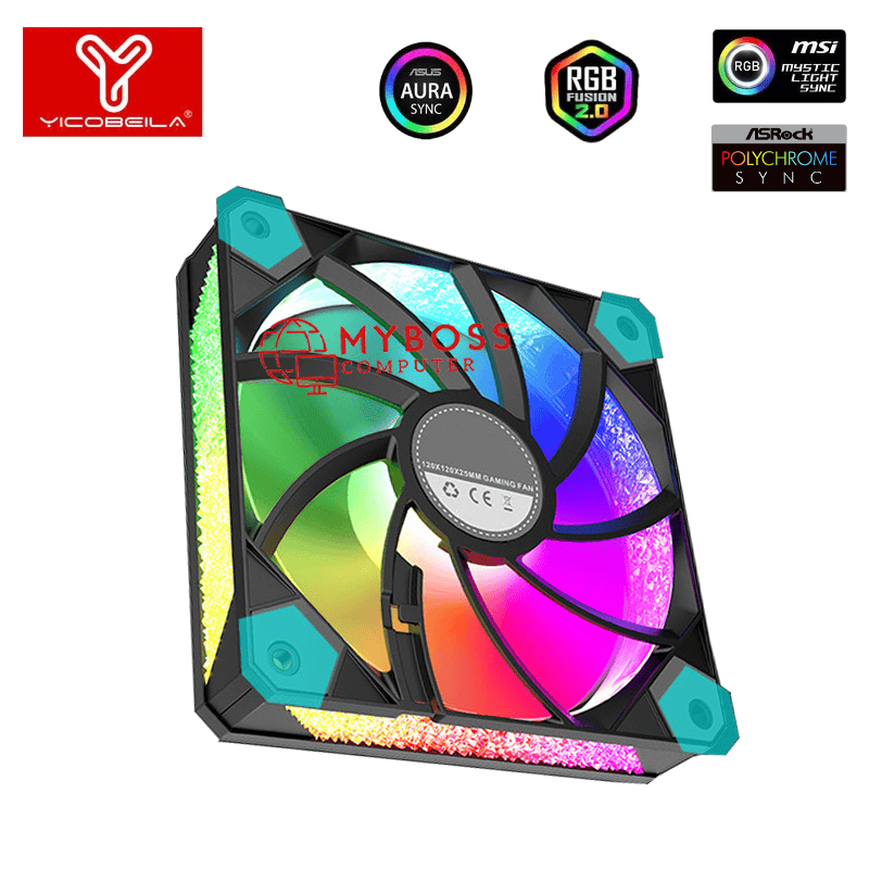 Kit 3 Fan YICOBEILA Led ARGB Sync Main - Black/ F-B12