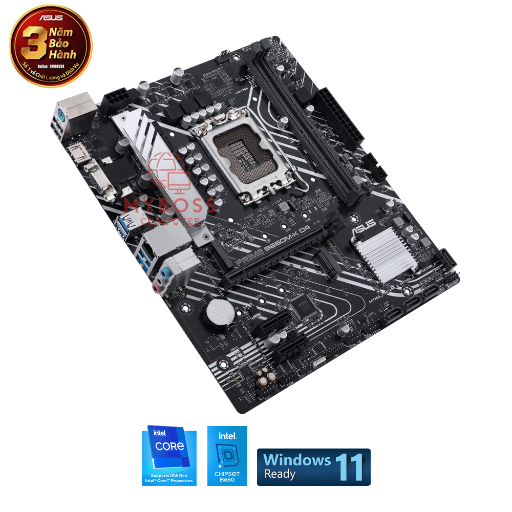 Mainboard Asus PRIME B660M-K D4 CSM (Intel B660, Socket 1700, m-ATX, 2 khe RAM DDR4)