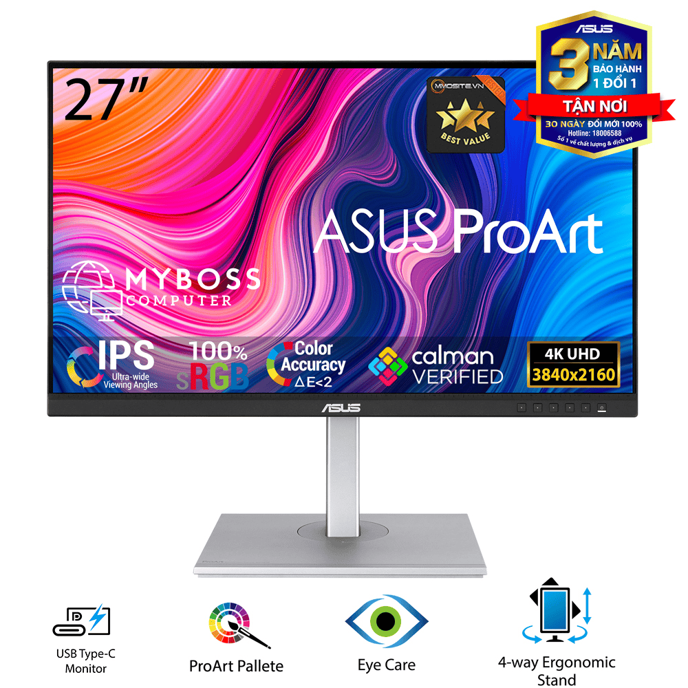Màn Hình ASUS ProArt PA279CV 27in/ IPS/ 4K UHD/ 100% sRGB Chuyên Đồ Họa