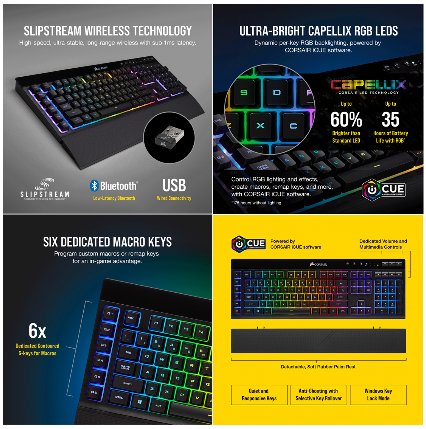 Bàn phím cơ Corsair K57 RGB WIRELESS Gaming