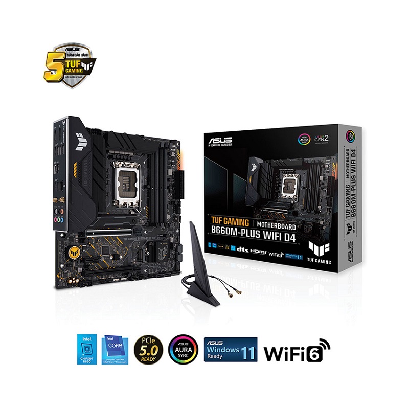 Mainboard Asus TUF GAMING B660M-PLUS WIFI D4 (Intel B660, Socket 1700, M-ATX, 4 khe RAM DDR4)
