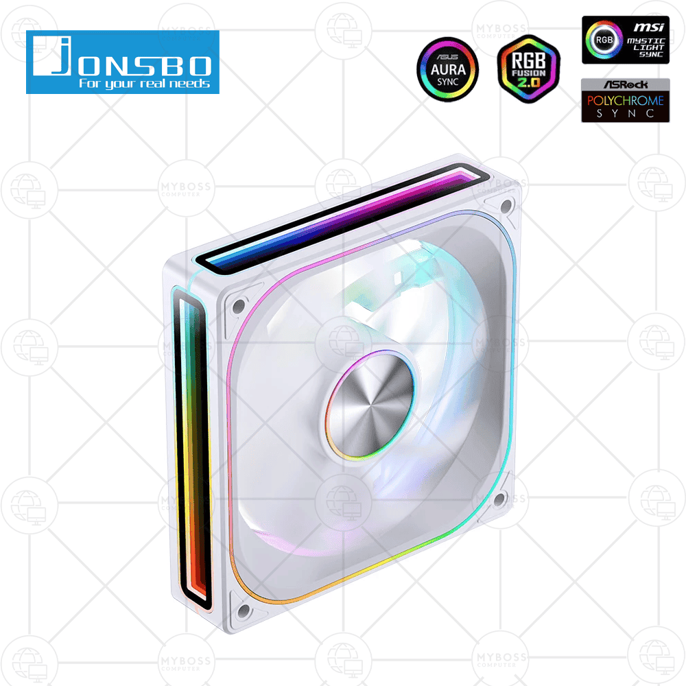 Fan JONSBO ZA-120W LED ARGB Vô Cực, Sync Main - White