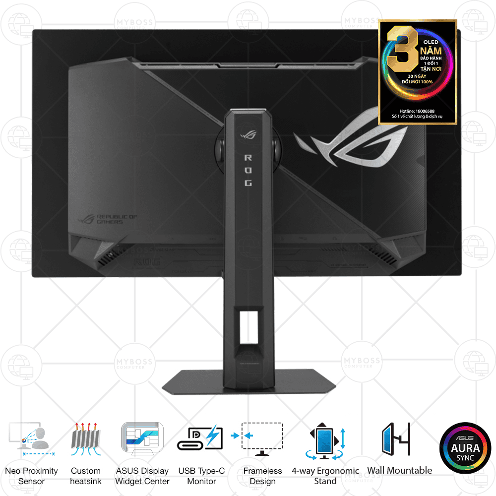 Màn hình ASUS ROG Strix OLED XG27ACDMS 26.5in/ 2K QD-OLED/ 280Hz/ 0.03 GtG/ AdaptiveSync/ HDR 400