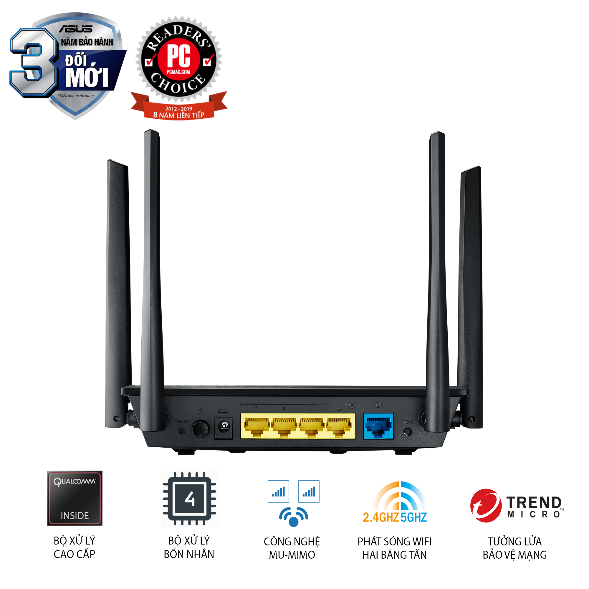 ASUS RT-AC58U (Mobile Gaming) Chuẩn AC1300 MU-MIMO, 2 băng tần 