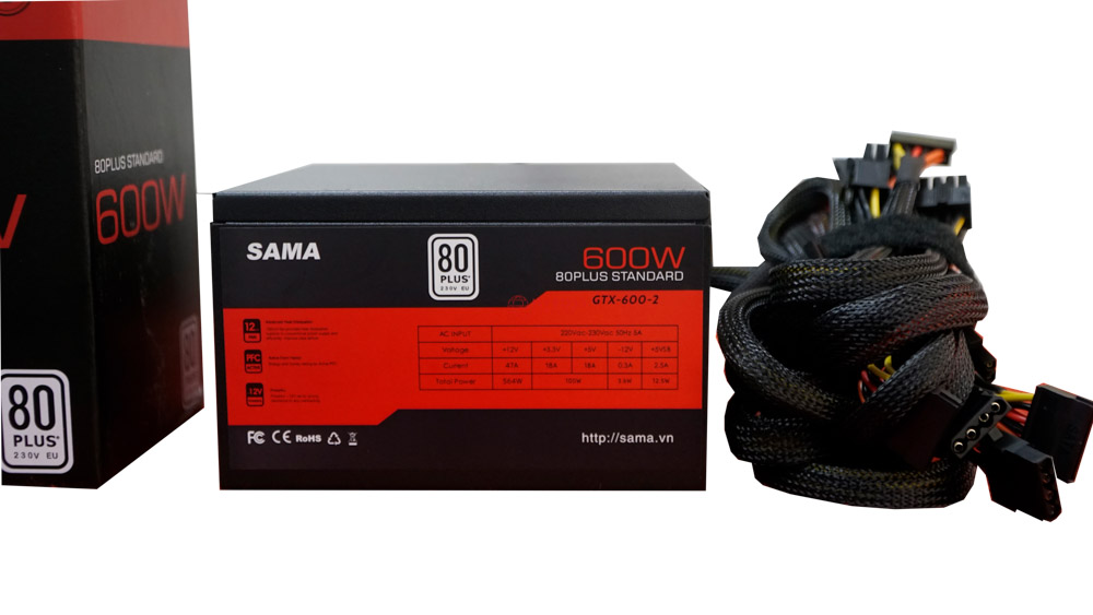 Nguồn máy tính SAMA GTX-600W - 80 Plus