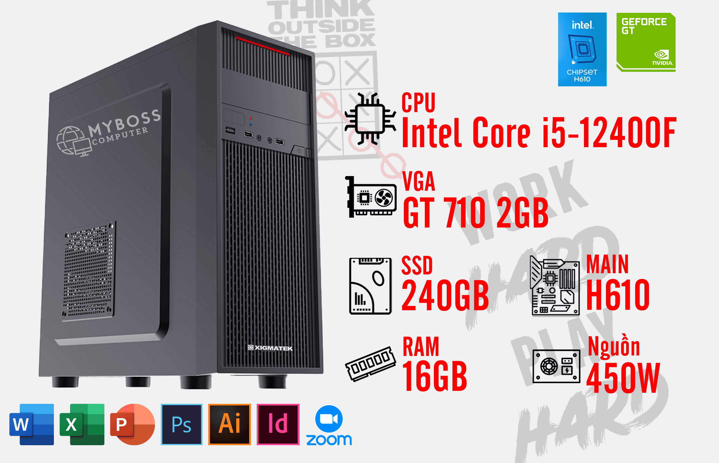 BỘ PC OFFICE I5-12400F - RAM 16G - SSD 240G - VGA GT 710 2G