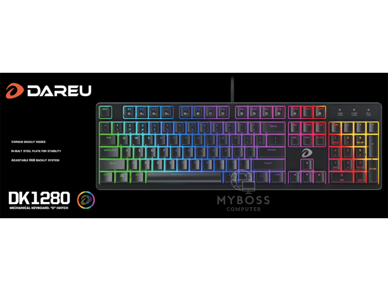 Bàn phím cơ DareU DK1280 - Black RGB (Brown Switch)