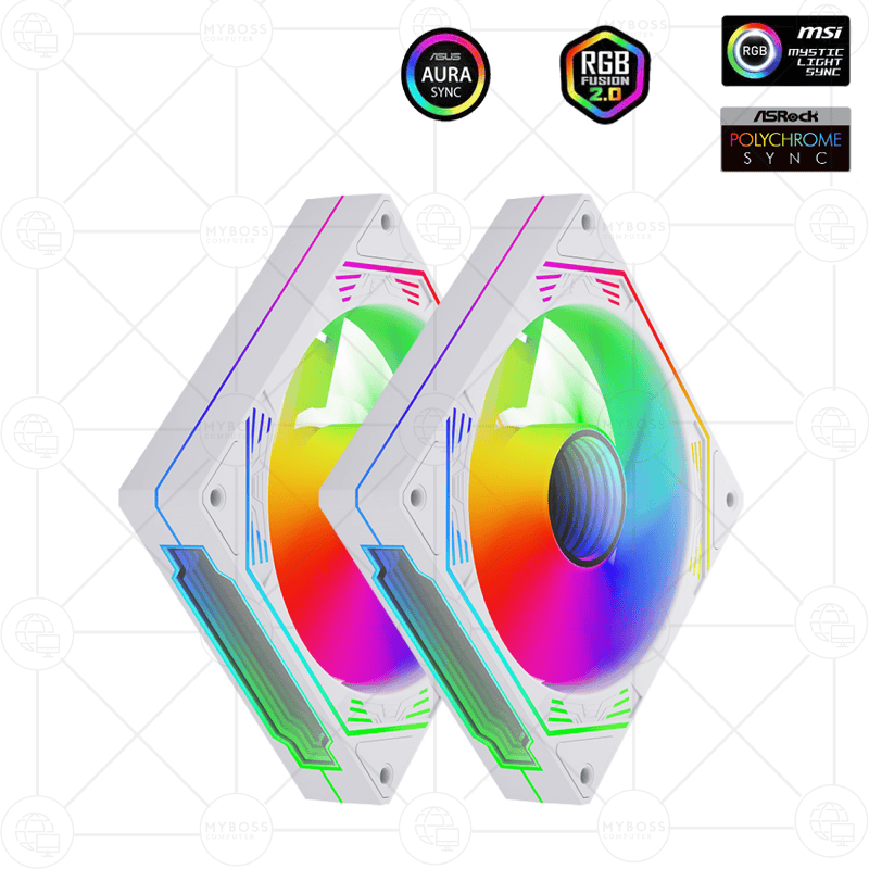 Fan Coolmoon F3 LED ARGB Vô Cực, Sync Main - White