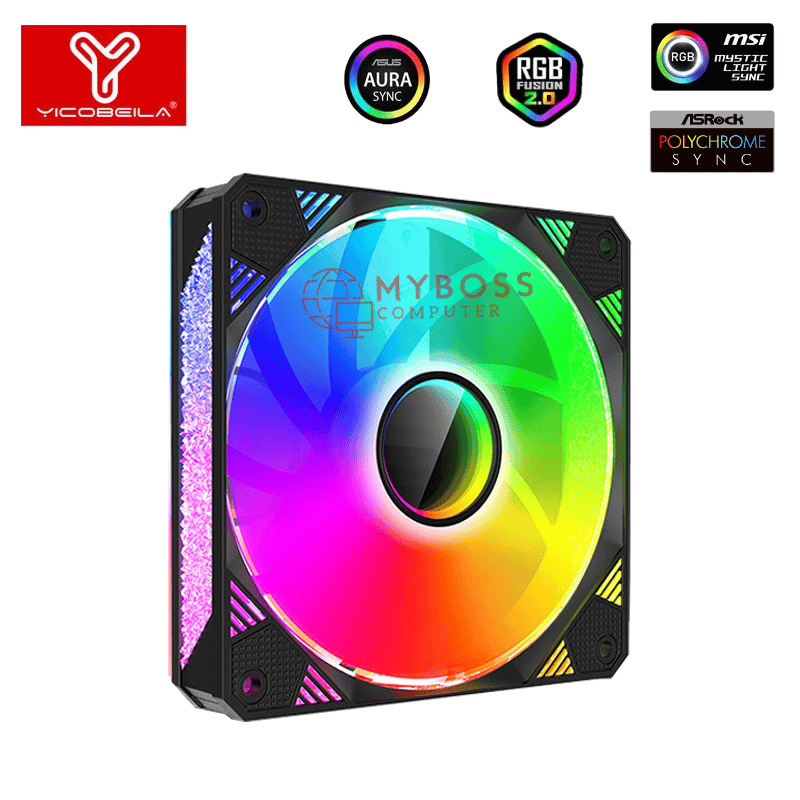 Kit 3 Fan YICOBEILA Led ARGB Sync Main - Black/ F-B12