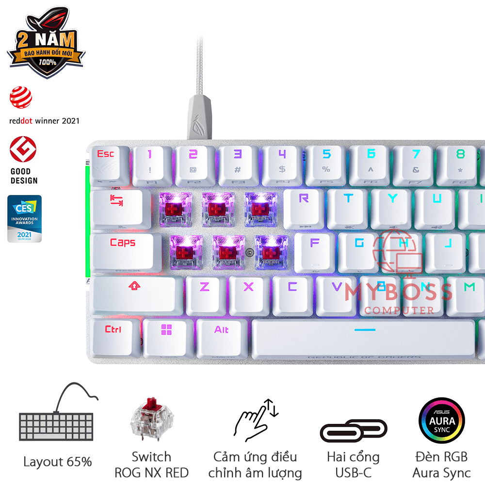 Bàn Phím Cơ ASUS ROG Falchion Ace - White/ RED Switch