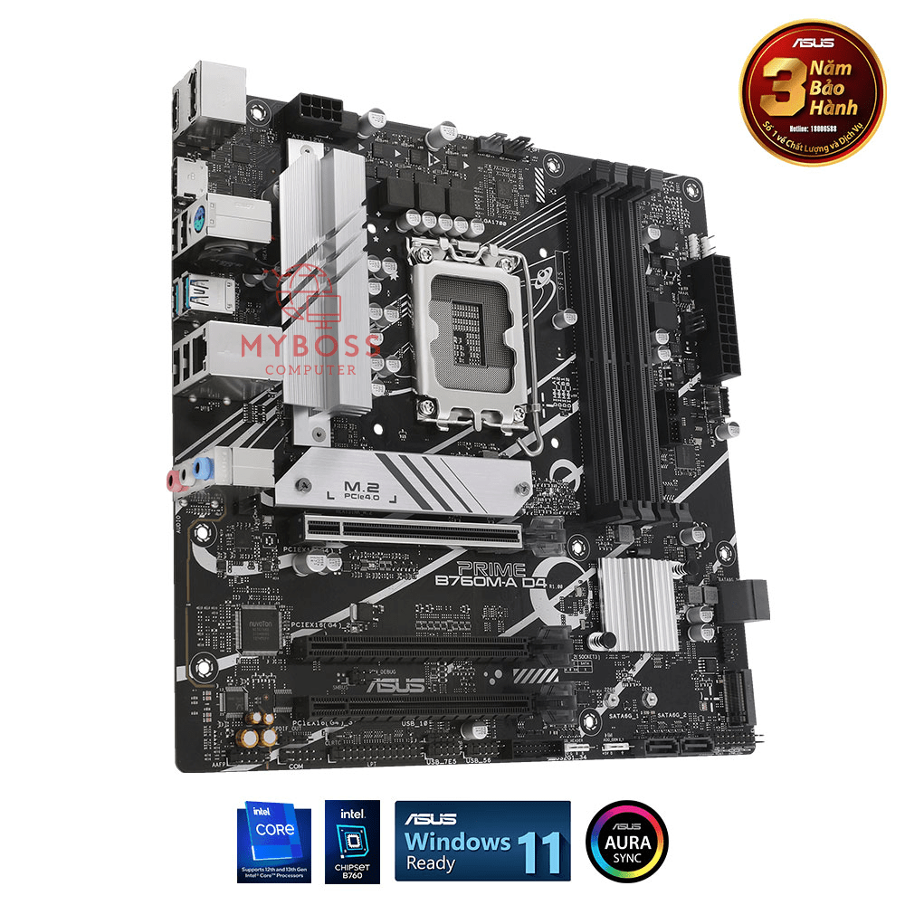 Mainboard ASUS PRIME B760M-A D4 (Intel B760, Socket 1700, m-ATX, 4 khe RAM DDR4)
