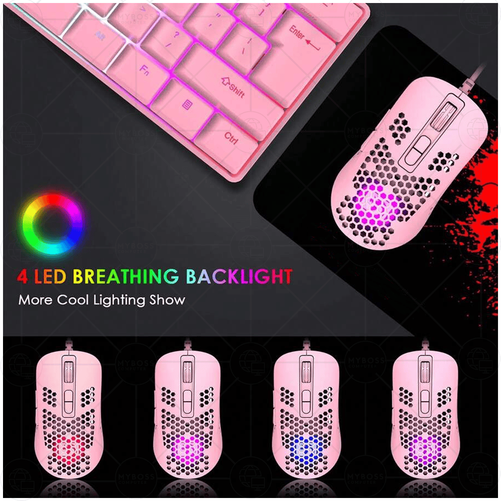 Chuột Gaming XM-M383 Pink/ LED Viền RGB/ Cảm Biến 2400DPI/ Thiết Kế Đối Xứng