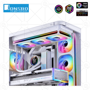 Fan JONSBO ZB-120W LED ARGB Vô Cực, Sync Main - White