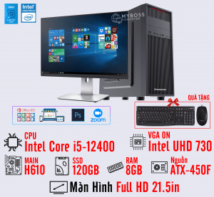 BỘ PC OFFICE I5-12400 - RAM 8G - SSD 120G - VGA On UHD 730 - MÀN HÌNH 21.5in