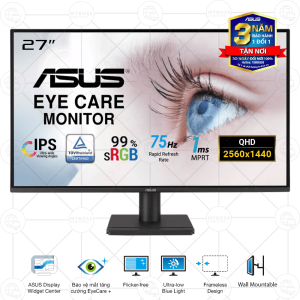 Màn Hình ASUS VA27AQ 27in/ 2K QHD/ IPS/ 75Hz/ 1ms MPRT/ Eye Care/ Có Loa Màn Hình ASUS VA27AQ 27in/ 2K QHD/ IPS/ 75Hz/ 1ms MPRT/ Eye Care/ Có Loa