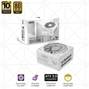 Nguồn ASUS TUF GAMING 1000W Gold - White (ATX 3.0 - PCIE 5.0 - Full Modular) Nguồn ASUS TUF GAMING 1000W Gold - White (ATX 3.0 - PCIE 5.0 - Full Modular)