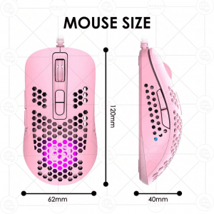 Chuột Gaming XM-M383 Pink/ LED Viền RGB/ Cảm Biến 2400DPI/ Thiết Kế Đối Xứng