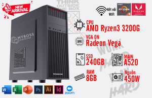 BỘ PC OFFICE AMD 3200G - RAM 8G - SSD 240G - VGA Radeon - Wifi
