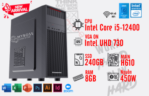 BỘ PC OFFICE I5-12400 - RAM 8G - SSD 240G - VGA On UHD 730- Wifi