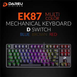 Bàn Phím Cơ DareU EK87 Black MULTI-LED - Brown Switch