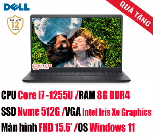 Laptop Dell Inspiron 15 3520 71003262/ i7-1255U/ RAM 8GB DDR4/ SSD 512GB/ Intel Iris Xe Graphics