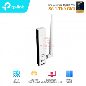 USB Thu Sóng Wi-Fi TP-LINK TL-WN722N Chuẩn N/ Tốc Độ 150Mbps/ 1 Ăng-ten Ngoài